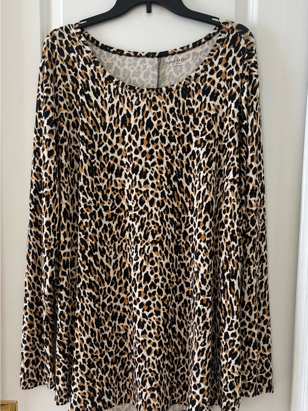 Lane Bryant Leopard Print Long-Sleeve Scoop Neck Top - Brown/Black 4xl